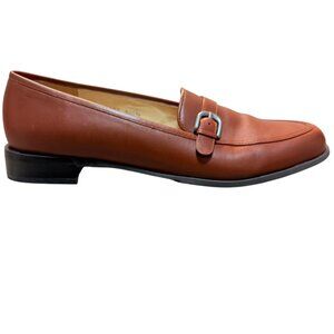 Ros Hommerson Brown Leather Loafer Size 9.5N Dimple Heel Slip On Casual Shoe